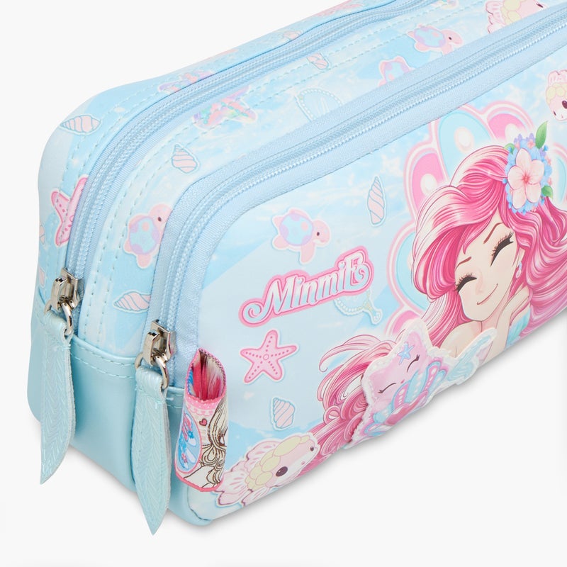 Minmie Mermaid- Pencil Case-1 Cmprt.-Printed-Rectangle (Pvc) Pastel Blue \ 22x7x12 - Image 4